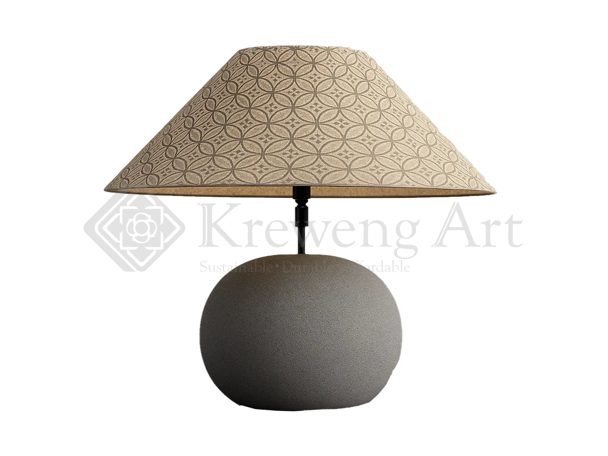 Grey Donut-Shaped Terracotta Lamp Base – Modern Round Table Accent